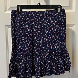 AQUA Blue Skirt with Pink Florals / Size Medium